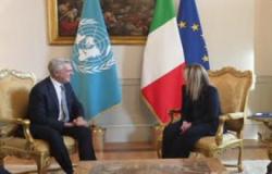 Meloni riceve a Palazzo Chigi l'Alto commissario dell'Onu per i rifugiati