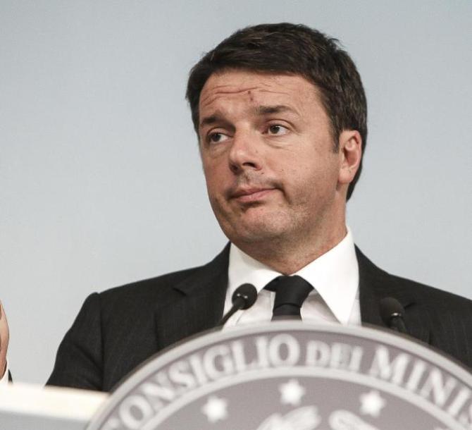 Il presidente del Consiglio Matteo Renzi durante conferenza stampa al termine della riunione Consiglio dei Ministri che ha dato il via libera alla no
